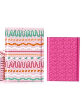 Spring 30 Pc Bubble Mailer Bundle:15 6x10”Patterned & 15 4x8” Hot Pink Envelopes